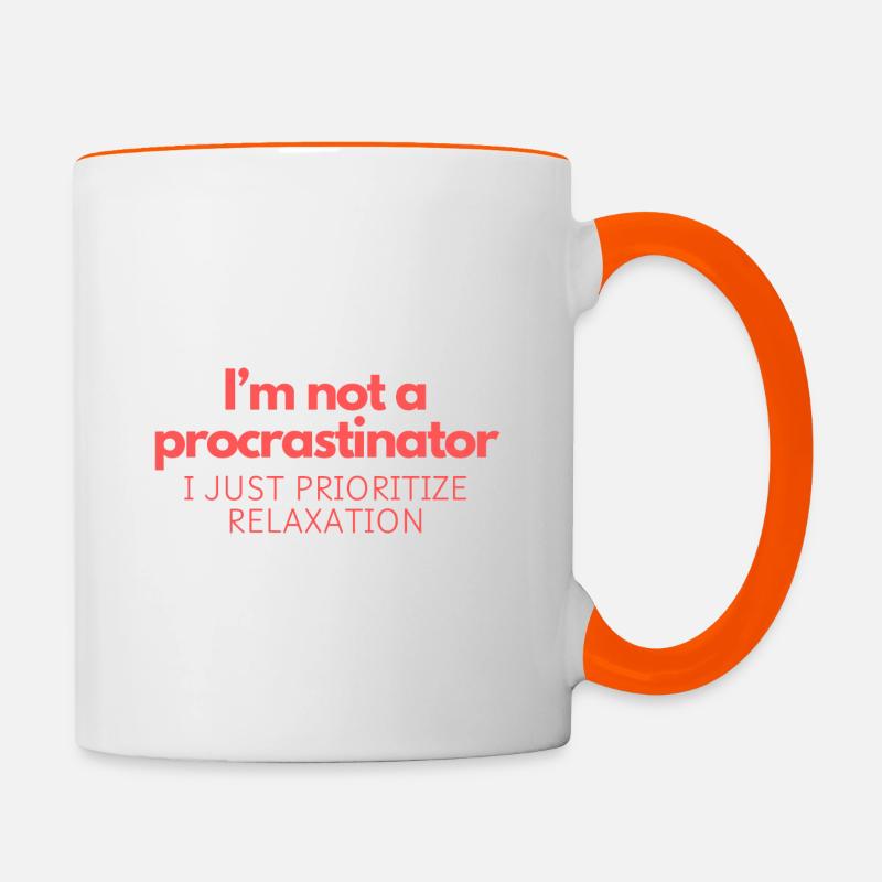 I’m not a procrastinator - Contrasting Mug - white/orange