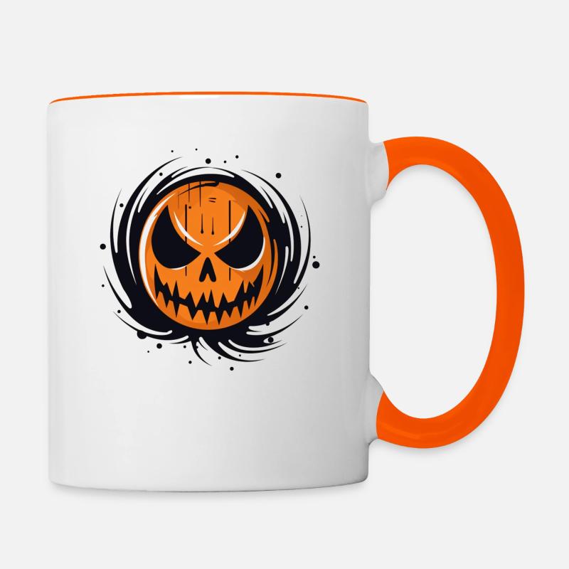 Creepy Pumpkin Halloween - Contrasting Mug - white/orange