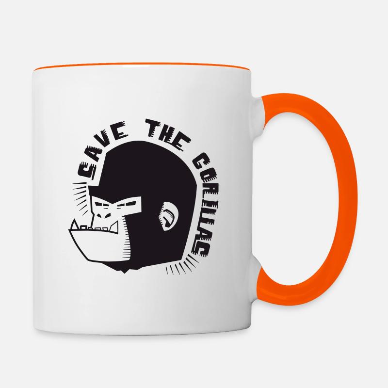 Save the gorillas - Contrasting Mug - white/orange