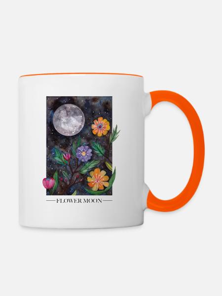 Flower Moon - Tasse zweifarbig - Weiß/Orange