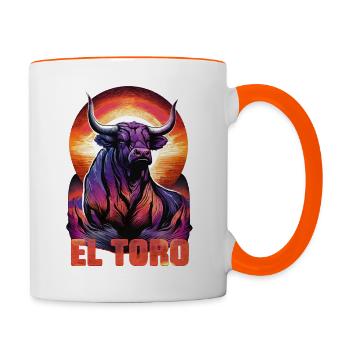Viva el Toro, Bull Against Bullfighting - Contrasting Mug - white/orange - Right