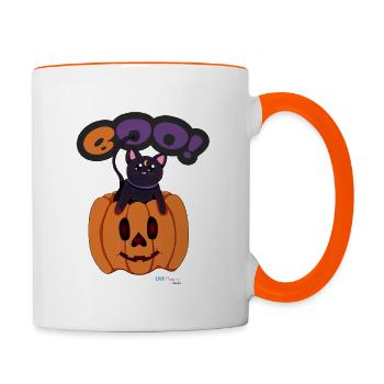 Cat in the pumpkin - Contrasting Mug - white/orange - Right