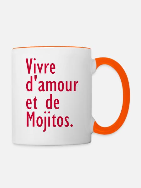 Leben von Liebe und Mojitos - Tasse zweifarbig - Weiß/Orange