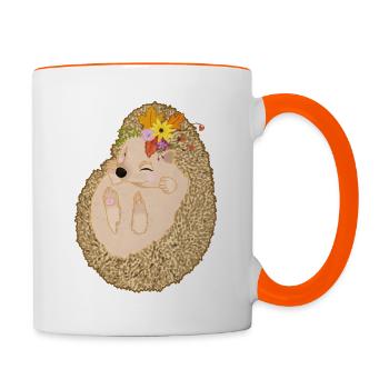 Igel - Tasse zweifarbig - Weiß/Orange - Rechts