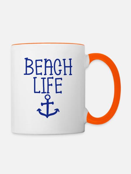 Beach Life - Tasse zweifarbig - Weiß/Orange