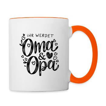 Ihr werdet Oma & Opa - Tasse zweifarbig - Weiß/Orange - Rechts