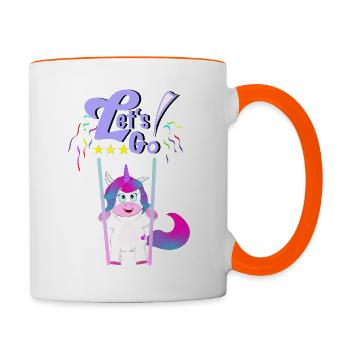 Scoliose entre deux tiges licorne - Mug contrasté - blanc/orange - Droite