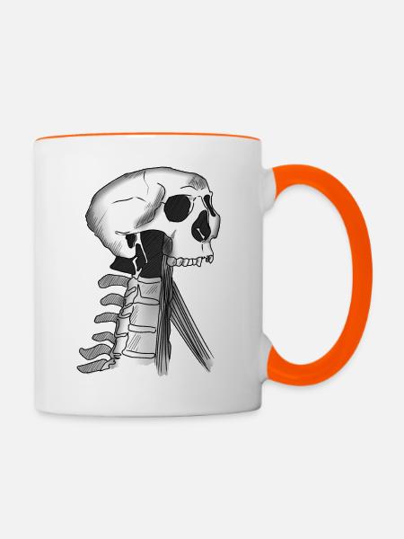 Skull - Tasse zweifarbig - Weiß/Orange
