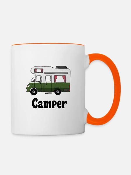 Camper Wohnmobil Caravan - Tasse zweifarbig - Weiß/Orange