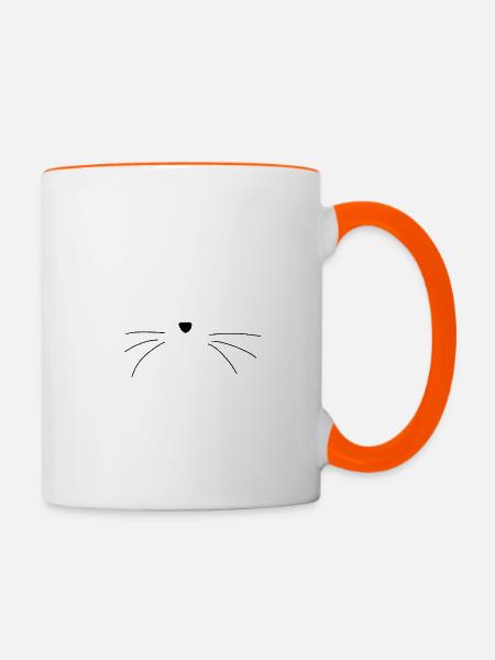 Katze Schnurrhaare - Tasse zweifarbig - Weiß/Orange