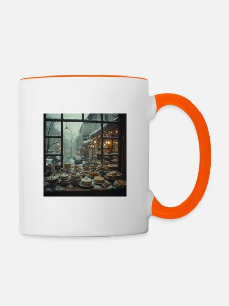 Snowy Window Bäckerei Gebäck - Tasse zweifarbig - Weiß/Orange