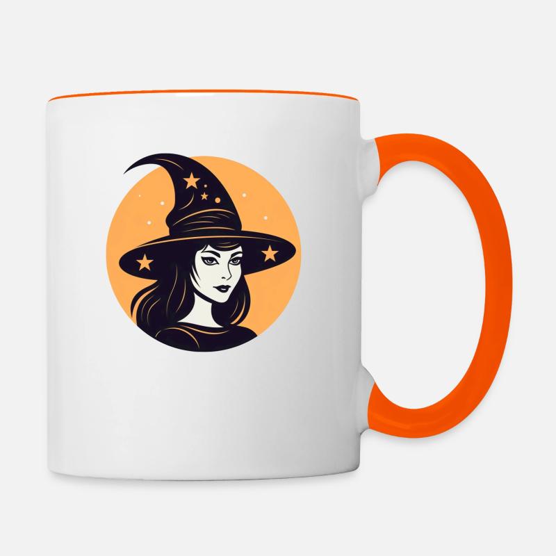Sorcière d’Halloween - Mug contrasté - blanc/orange