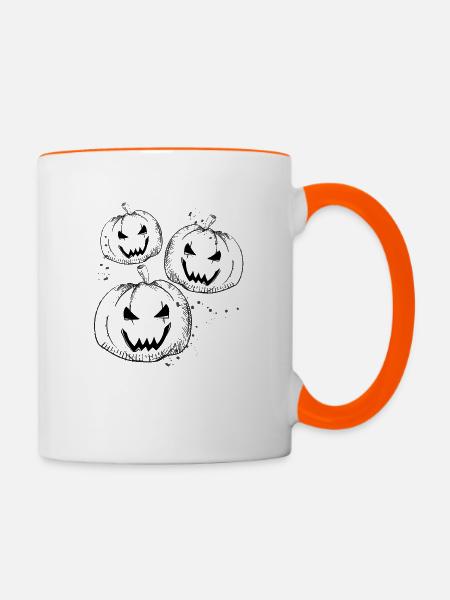 Halloween Kürbisse - Tasse zweifarbig - Weiß/Orange
