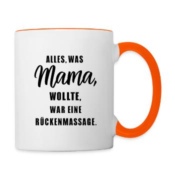 Werdende Mutter Lustig - Tasse zweifarbig - Weiß/Orange - Rechts
