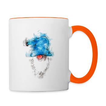 watercolour gnome with blue hat - Tasse zweifarbig - Weiß/Orange - Rechts