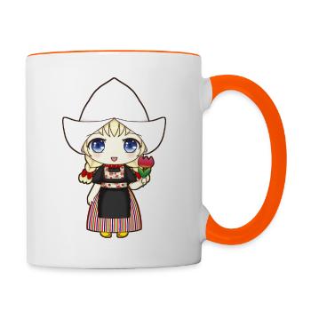Dutch girl in manga style - Contrasting Mug - white/orange - Right