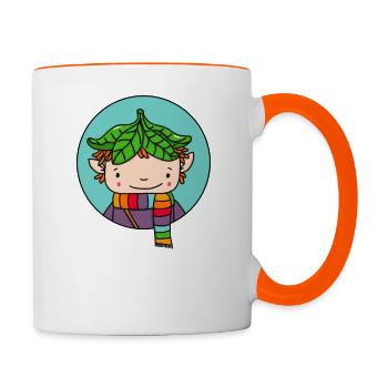 Wörterwichtel Miro - Tasse zweifarbig - Weiß/Orange - Rechts