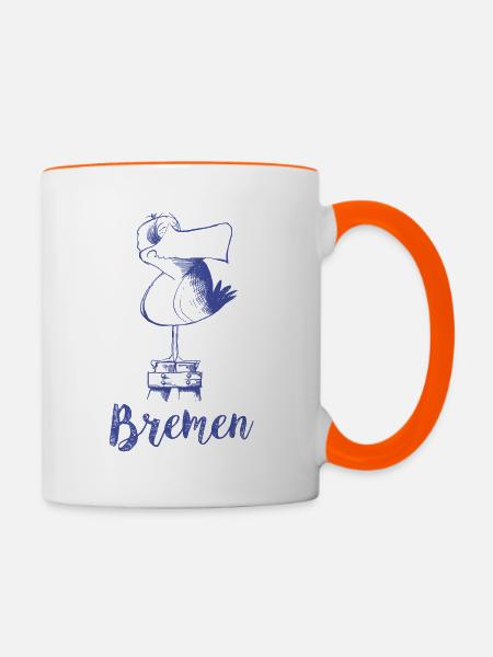 Bremer Möwe - Tasse zweifarbig - Weiß/Orange