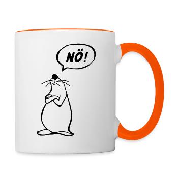 Nö Maus schwarz NÖ - Tasse zweifarbig - Weiß/Orange - Rechts