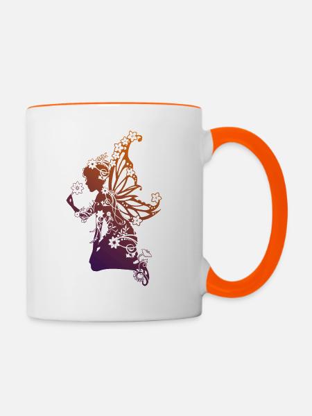 Blumenelfe OL - Tasse zweifarbig - Weiß/Orange