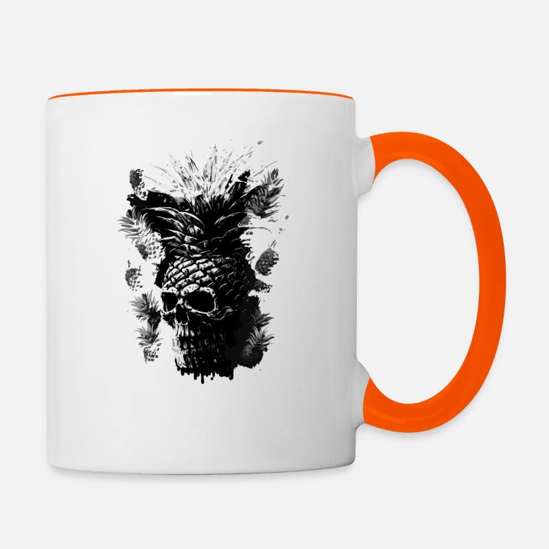 Creepy pineapple fruit - Contrasting Mug - white/orange