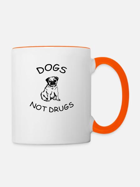 Hunde keine Drogen - Tasse zweifarbig - Weiß/Orange