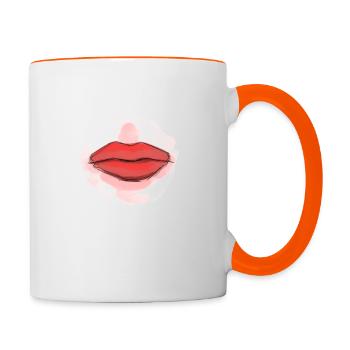 Red Lips - Contrasting Mug - white/orange - Right