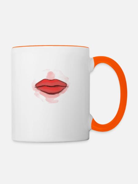 Red Lips - Tasse zweifarbig - Weiß/Orange