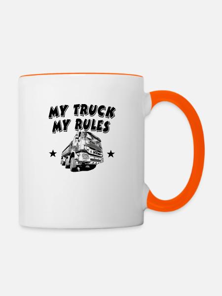 Lastwagen - Tasse zweifarbig - Weiß/Orange