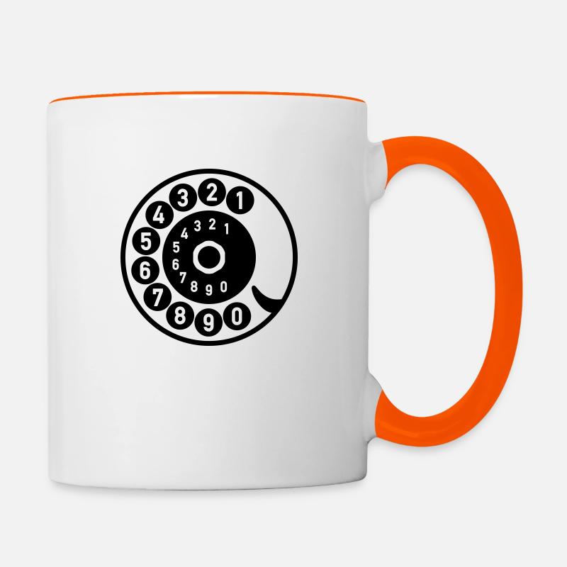 Dial Vintage Phone Call Retro Technologie - Mug contrasté - blanc/orange
