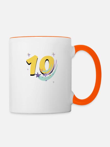 10-jähriges Jubiläum (10-jähriges Geschenk) - Tasse zweifarbig - Weiß/Orange