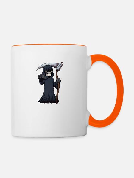 Sensenmann zeigt auf dich - Tasse zweifarbig - Weiß/Orange