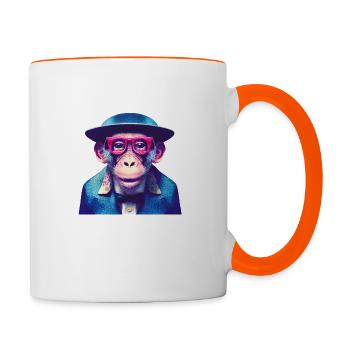 Singe cool - Mug contrasté - blanc/orange - Droite