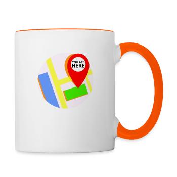 Karte Standort "you are here" - Tasse zweifarbig - Weiß/Orange - Rechts