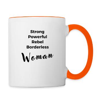 Femme forte - Mug contrasté - blanc/orange - Droite