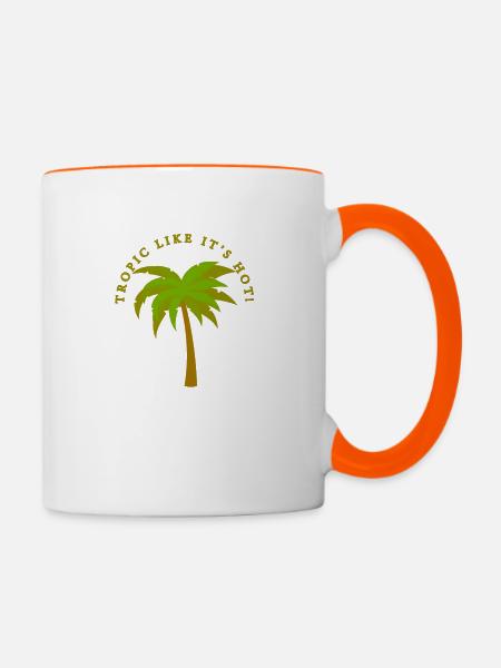 tropisch mag es heiß - Tasse zweifarbig - Weiß/Orange
