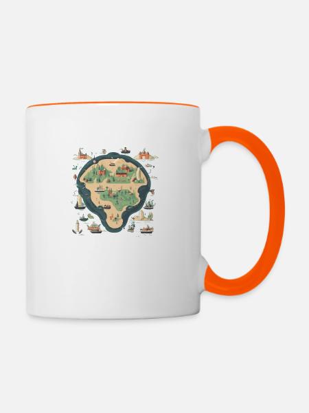Karte einer Insel - Tasse zweifarbig - Weiß/Orange