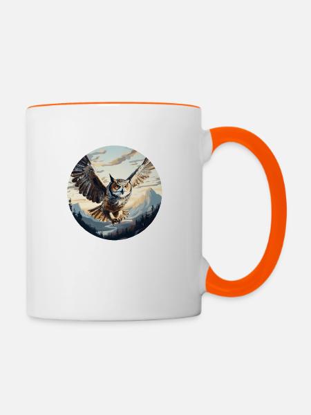 Uhu - Tasse zweifarbig - Weiß/Orange