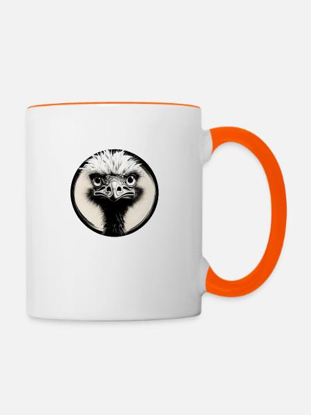 Schwarzer und weißer Strauß - Tasse zweifarbig - Weiß/Orange