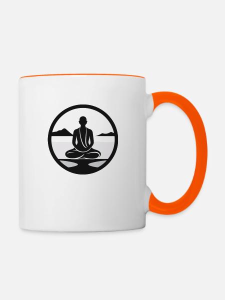 schlichte Meditation - Tasse zweifarbig - Weiß/Orange