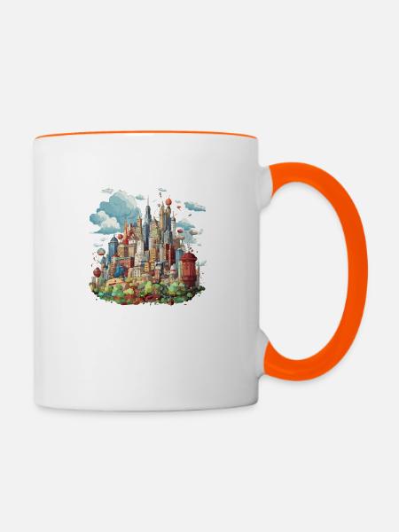 Crazy City - Tasse zweifarbig - Weiß/Orange