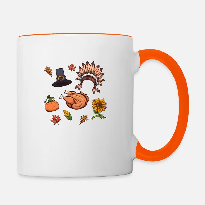Thanksgiving Elements - Contrasting Mug - white/orange