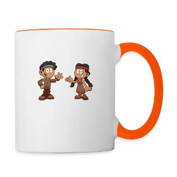 Kinder der amerikanischen Ureinwohner - Tasse zweifarbig - Weiß/Orange - Rechts