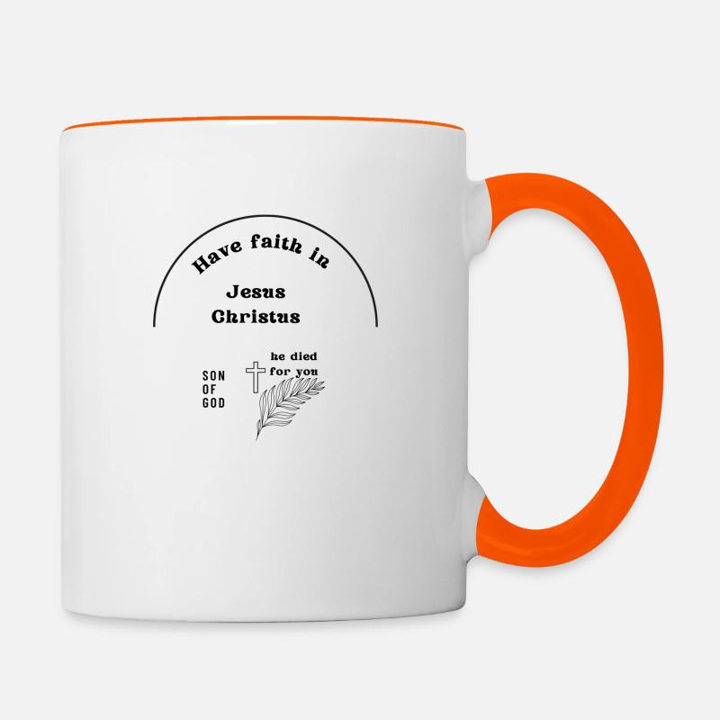 Glaube an Jesus - Tasse zweifarbig - Weiß/Orange