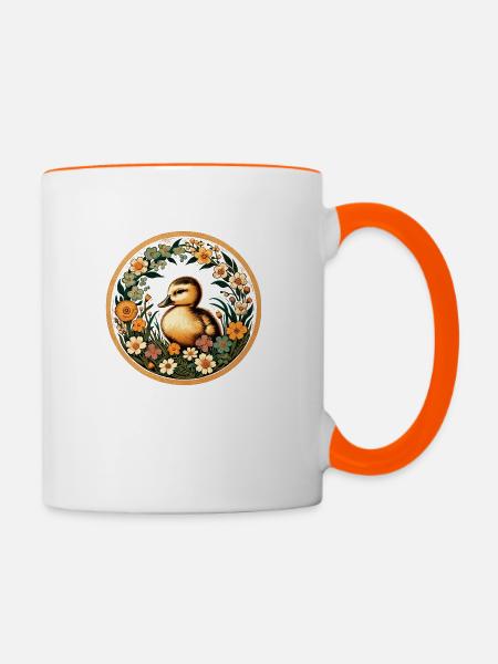 Entchen - Tasse zweifarbig - Weiß/Orange