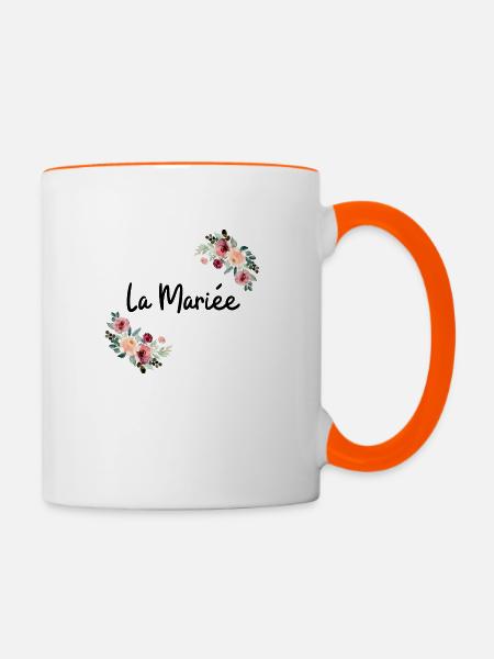 Die Brautblumen - Tasse zweifarbig - Weiß/Orange