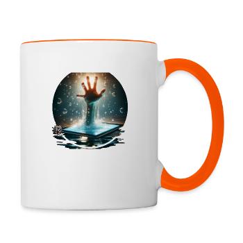 Immersing in the digital world - Tasse zweifarbig - Weiß/Orange - Rechts
