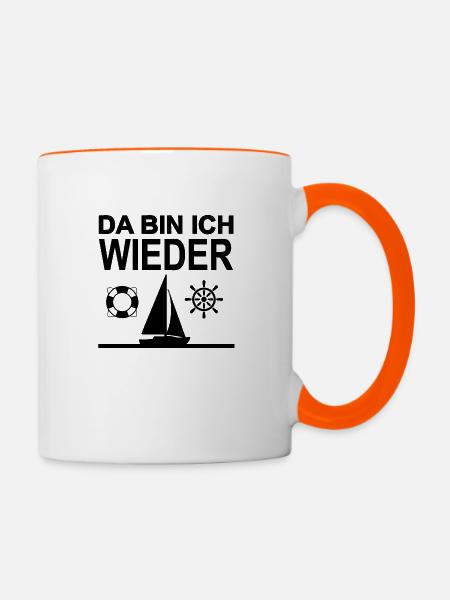 Segeln - Tasse zweifarbig - Weiß/Orange