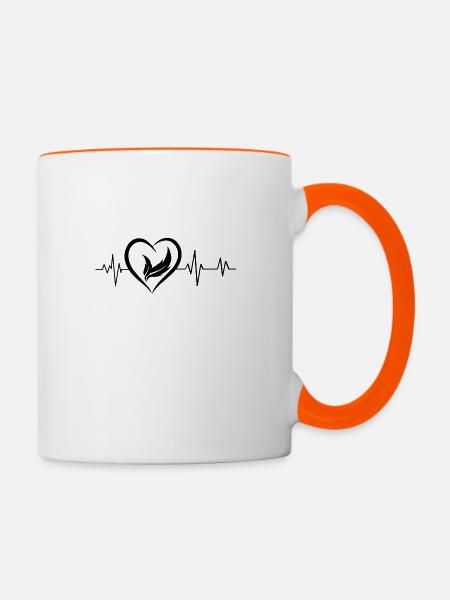 Herzschlag Federn - Tasse zweifarbig - Weiß/Orange