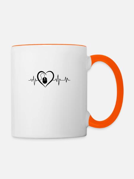 Heartbeat Computermaus - Tasse zweifarbig - Weiß/Orange
